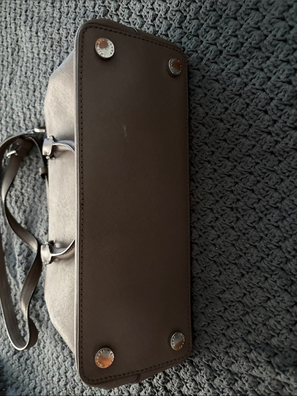 Michael Kors Taupe Brown Saffiano Dome Satchel - Picture 3 of 4